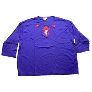 Vintage Red Hat Lady Long Sleeve Shirt 2X Purple Embroidered Made In Bermuda